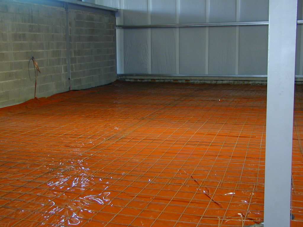 under-concrete slab film laid out before pouring 